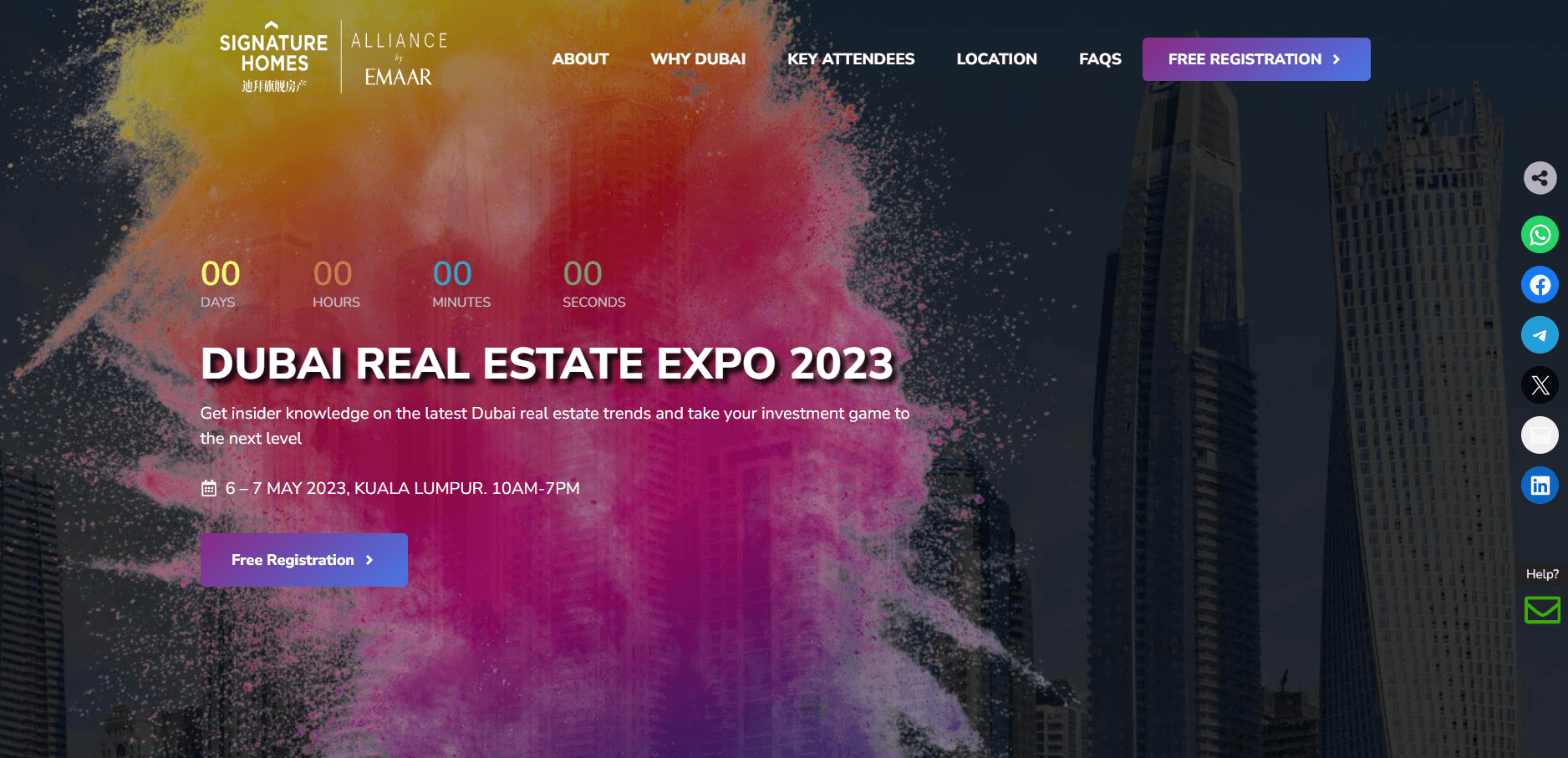 Campaign landing page built to present the Dubai Real Estate Expo offer