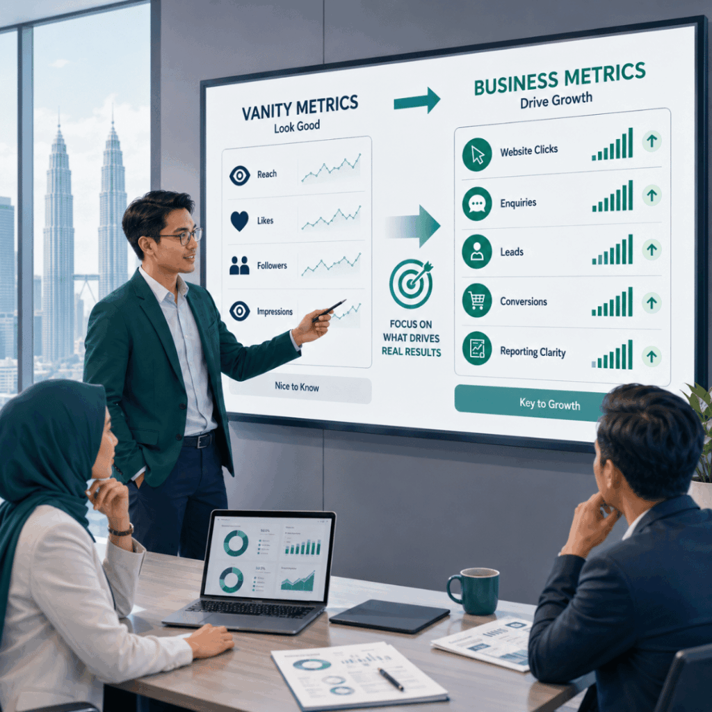 Comparison between vanity metrics and business metrics in social media marketing in Malaysia